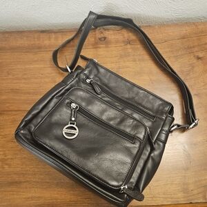 Croft & Barrows Leather Black Purse Satchel Crossbody